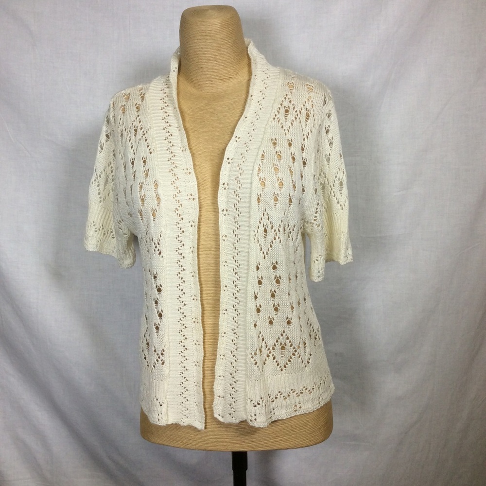 Jason Maxwell Cream Knit Open Front Sweater
